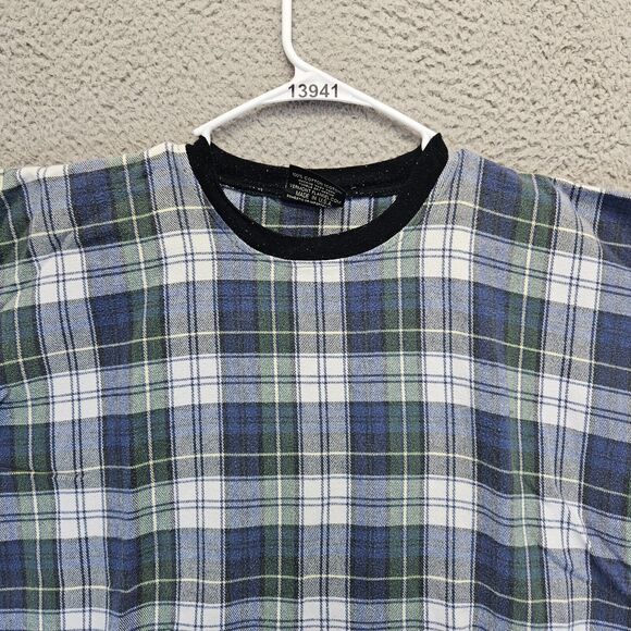 The Vermont Flannel‎ Co Sweatshirt Mens Size Large Blue Plaid Crewneck Pullover - Picture 2 of 9